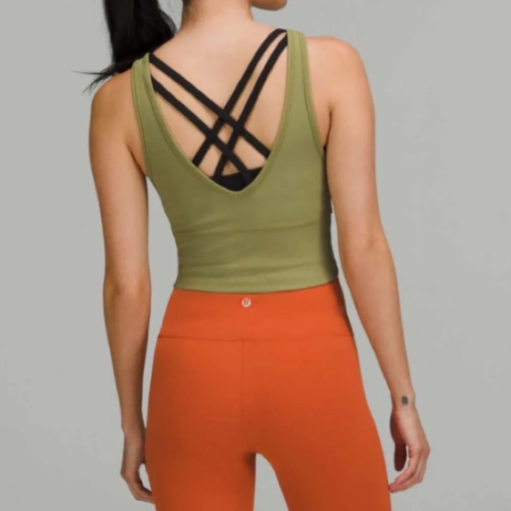 Lululemon Power Pivot Ribbed Tank Top Bronze Green Size 10